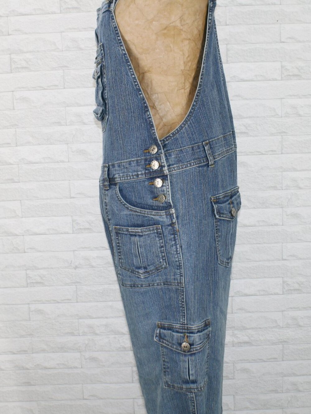 VINTAGE H2H HOT 2 HANDLE Overalls Blue Jean Denim Cargo Pockets Unisex M - Picture 4 of 16